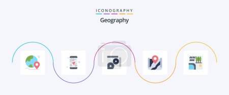 Téléchargez les illustrations : Geo Graphy Flat 5 Icon Pack Including google. pin. direction. map. guide - en licence libre de droit