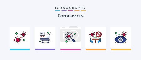Illustration for Coronavirus Line Filled 5 Icon Pack Including pill. banned. packet. blood. Creative Icons Design - Royalty Free Image