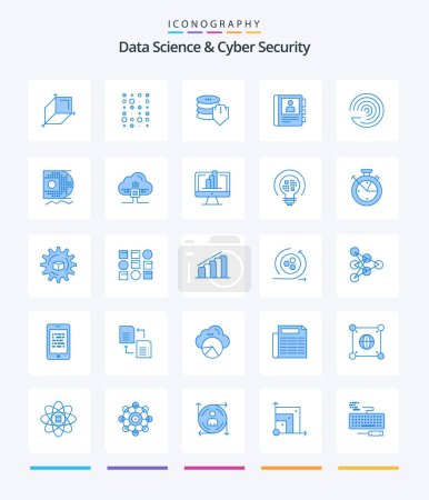 Illustration for Creative Data Science And Cyber Security 25 Blue icon pack  Such As model. info. shield. diary. phone - Royalty Free Image