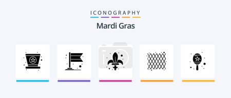 Illustration for Mardi Gras Glyph 5 Icon Pack Including maracas. pattern. gras. mardi gras. carnival. Creative Icons Design - Royalty Free Image