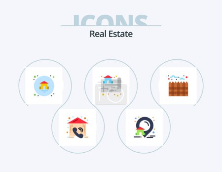 Ilustración de Real Estate Flat Icon Pack 5 Icon Design. real. estate. home. real. location - Imagen libre de derechos