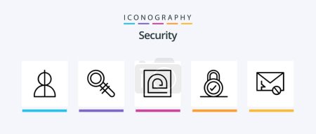 Ilustración de Security Line 5 Icon Pack Including envelope. security. alert. safety. lock. Creative Icons Design - Imagen libre de derechos