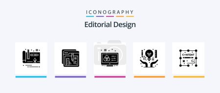 Téléchargez les illustrations : Editorial Design Glyph 5 Icon Pack Including document. business. creative. art. designer. Creative Icons Design - en licence libre de droit