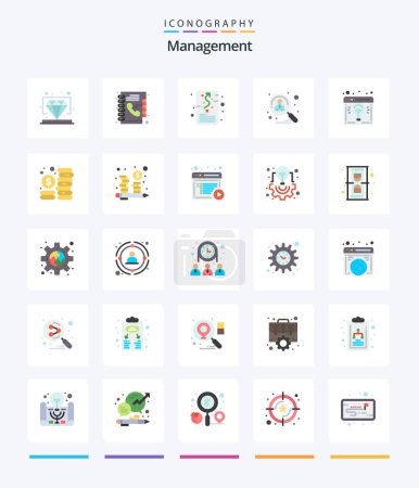 Ilustración de Creative Management 25 Flat icon pack  Such As shortlisted. hiring. goal. candidate. strategic - Imagen libre de derechos