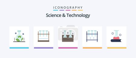 Illustration for Science And Technology Flat 5 Icon Pack Including . test tube. science knowledge. Creative Icons Design - Royalty Free Image