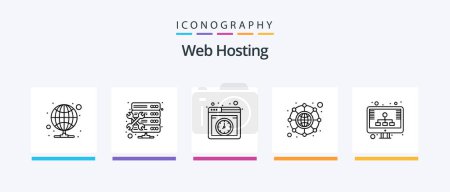 Illustration for Web Hosting Line 5 Icon Pack Including . server hosting. proxy. database server. repair. Creative Icons Design - Royalty Free Image
