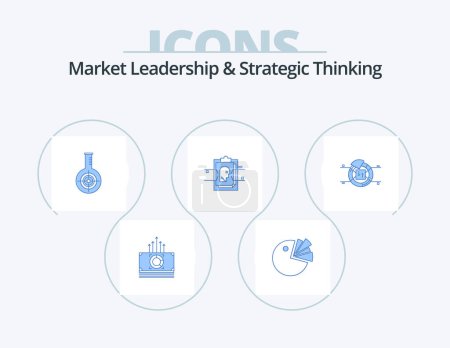 Illustration for Market Leadership And Strategic Thinking Blue Icon Pack 5 Icon Design. . file. chemical. card. target - Royalty Free Image
