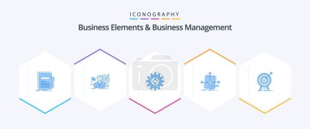 Illustration for Business Elements And Business Managment 25 Blue icon pack including foretelling. algorithm. market. work. production - Royalty Free Image