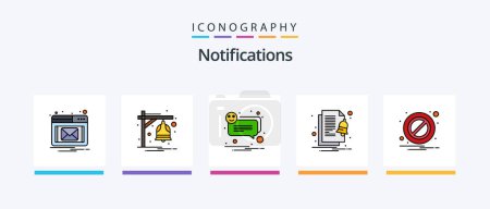 Illustration for Notifications Line Filled 5 Icon Pack Including options. notification. alarm. date. bell. Creative Icons Design - Royalty Free Image