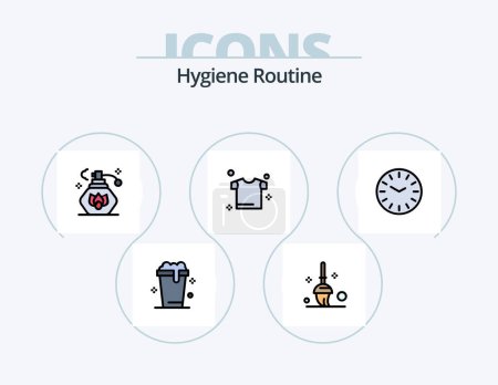 Illustration for Hygiene Routine Line Filled Icon Pack 5 Icon Design. . clean. wash. spray. towel - Royalty Free Image