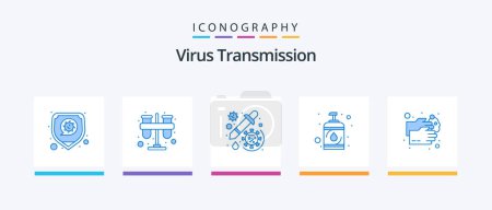 Ilustración de Virus Transmission Blue 5 Icon Pack Including healthcare. sanitizer. drug. hand. virus. Creative Icons Design - Imagen libre de derechos