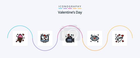 Ilustración de Valentines Day Line Filled Flat 5 Icon Pack Including letter. eye. love. dating. video - Imagen libre de derechos