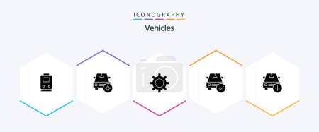 Ilustración de Vehicles 25 Glyph icon pack including ok. complete. vehicles. checked. vehicle maintenance - Imagen libre de derechos