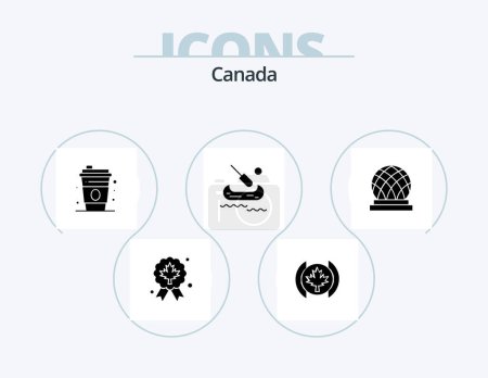 Téléchargez les illustrations : Canada Glyph Icon Pack 5 Icon Design. . city. drink. canada. canada - en licence libre de droit