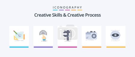 Téléchargez les illustrations : Creative Skills And Creative Process Flat 5 Icon Pack Including capture. camera. digital. measurement. calipers. Creative Icons Design - en licence libre de droit