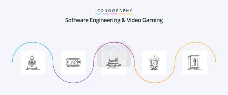 Illustration for Software Engineering And Video Gaming Line 5 Icon Pack Including sport. awards. gaming. drive. gaming - Royalty Free Image