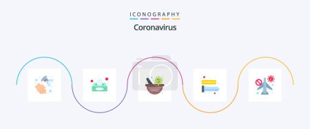 Illustration for Coronavirus Flat 5 Icon Pack Including travel. virus. medicine. test tube. blood - Royalty Free Image