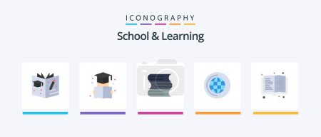 Ilustración de School And Learning Flat 5 Icon Pack Including . education. education. read. cd. Creative Icons Design - Imagen libre de derechos