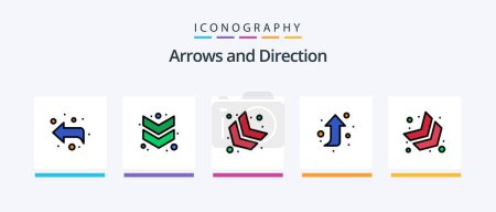Ilustración de Arrow Line Filled 5 Icon Pack Including . left. right. arrow. Creative Icons Design - Imagen libre de derechos