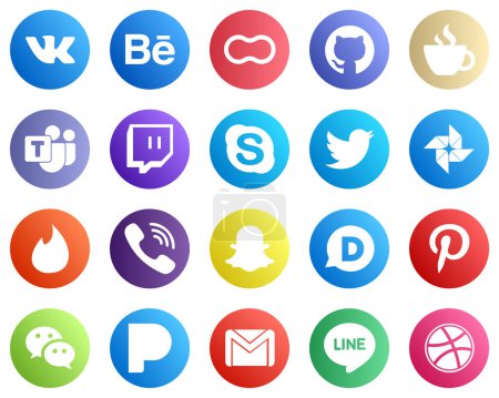 Ilustración de 20 Social Media Icons for Every Platform such as tinder. tweet. twitter and skype icons. Eye catching and high definition - Imagen libre de derechos