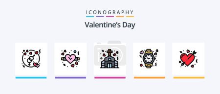 Illustration for Valentines Day Line Filled 5 Icon Pack Including love. box. romantic. donation. text. Creative Icons Design - Royalty Free Image