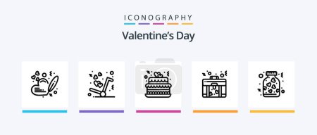 Ilustración de Valentines Day Line 5 Icon Pack Including bag. love. tv. heart. wedding. Creative Icons Design - Imagen libre de derechos