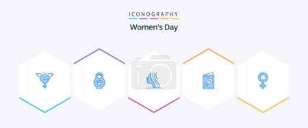 Illustration for Womens Day 25 Blue icon pack including gender. female. women. invite. female - Royalty Free Image
