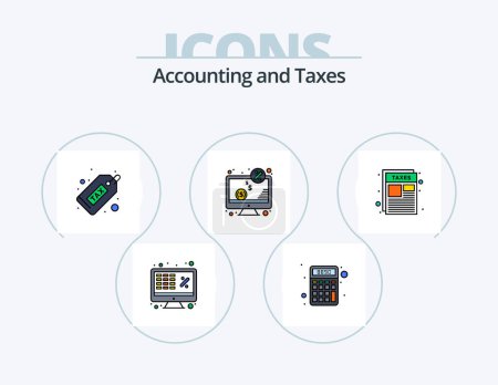 Illustration for Taxes Line Filled Icon Pack 5 Icon Design. math. calculator. laptop. interchange. exchange - Royalty Free Image