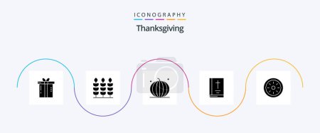 Illustration for Thanks Giving Glyph 5 Icon Pack Including bakery. note. fruit. book. vegetables - Royalty Free Image
