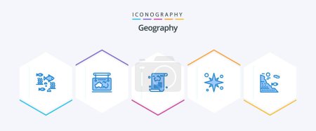 Téléchargez les illustrations : Geo Graphy 25 Blue icon pack including sea. holiday. guide. guide. article - en licence libre de droit