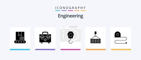 Illustration for Engineering Glyph 5 Icon Pack Including . scale. hook. measuring. crane. Creative Icons Design - Royalty Free Image