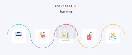 Illustration for Summer Flat 5 Icon Pack Including ice. drink. glass. weather. summer - Royalty Free Image