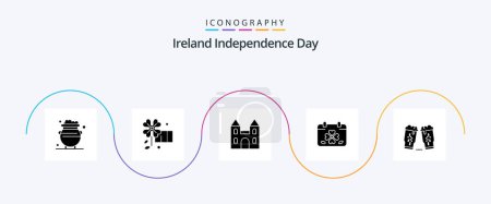 Ilustración de Ireland Independence Day Glyph 5 Icon Pack Including beer. leaf. big. day. calendar - Imagen libre de derechos