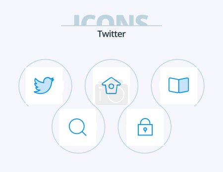 Téléchargez les illustrations : Twitter Blue Icon Pack 5 Icon Design. cover. page. social. book. twitter - en licence libre de droit