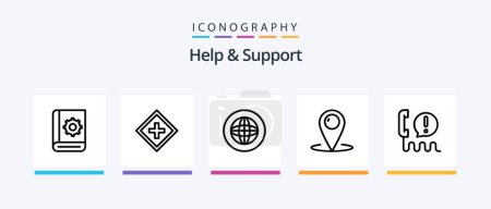 Illustration for Help And Support Line 5 Icon Pack Including information. help. protection. support. help. Creative Icons Design - Royalty Free Image