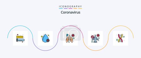 Ilustración de Coronavirus Line Filled Flat 5 Icon Pack Including dna. not allow. anatomy. banned. infrared - Imagen libre de derechos