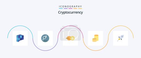Téléchargez les illustrations : Cryptocurrency Flat 5 Icon Pack Including coin. crypto currency. eb coin. crypto. nova coin - en licence libre de droit