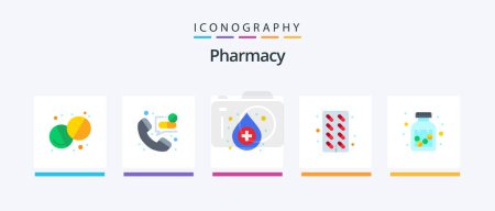 Illustration for Pharmacy Flat 5 Icon Pack Including . medication. help. drugs. pills. Creative Icons Design - Royalty Free Image