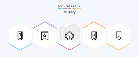 Illustration for Military 25 Line icon pack including rank. military. star. insignia. soldier - Royalty Free Image