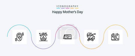 Ilustración de Happy Mothers Day Line 5 Icon Pack Including day. calendar . time. buggy - Imagen libre de derechos