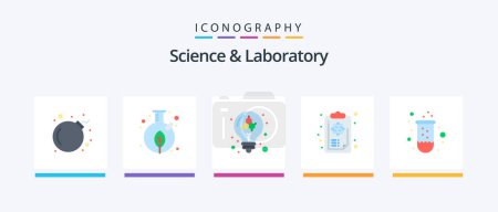 Illustration for Science Flat 5 Icon Pack Including test. logic. bulb. knowledge. clipboard. Creative Icons Design - Royalty Free Image