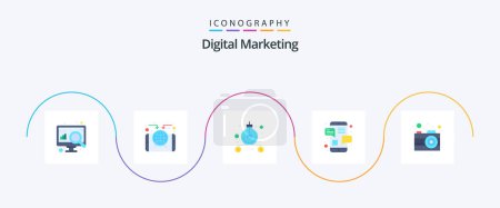 Illustration for Digital Marketing Flat 5 Icon Pack Including camera. phone. business. message. chat - Royalty Free Image