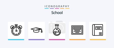 Ilustración de School Line 5 Icon Pack Including . files. graduation hat. education. education. Creative Icons Design - Imagen libre de derechos