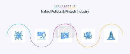 Illustration for Naked Politics And Fintech Industry Blue 5 Icon Pack Including computer. fintech industry. detection. phone. payment - Royalty Free Image