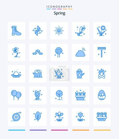 Téléchargez les illustrations : Creative Spring 25 Blue icon pack  Such As bug. spring. light. nature. floral - en licence libre de droit