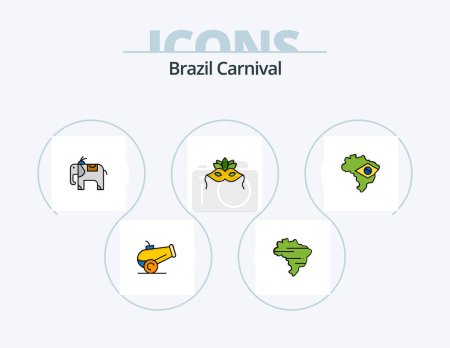 Ilustración de Brazil Carnival Line Filled Icon Pack 5 Icon Design. balance. well. sports. drum. carnival - Imagen libre de derechos