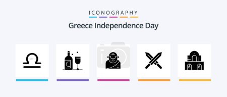 Téléchargez les illustrations : Greece Independence Day Glyph 5 Icon Pack Including easter. christmas. greek. building. ireland. Creative Icons Design - en licence libre de droit
