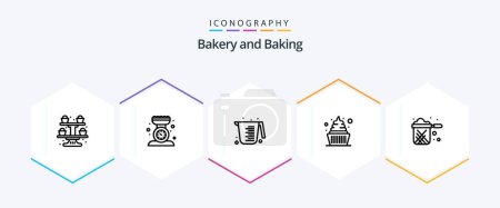 Téléchargez les illustrations : Baking 25 Line icon pack including sweets. dessert. scale. cream. jug - en licence libre de droit