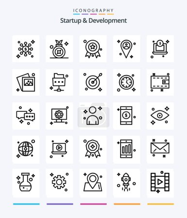 Téléchargez les illustrations : Creative Startup And Develepment 25 OutLine icon pack  Such As file. photo. map. image. money - en licence libre de droit