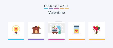 Illustration for Valentine Flat 5 Icon Pack Including love. love. home. day. valentine. Creative Icons Design - Royalty Free Image